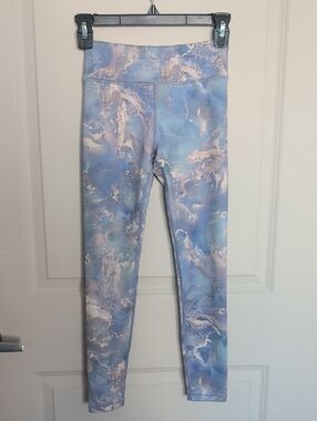 Athleta Kids Marble-Print Leggings - Lavender Blue & Pale Pink